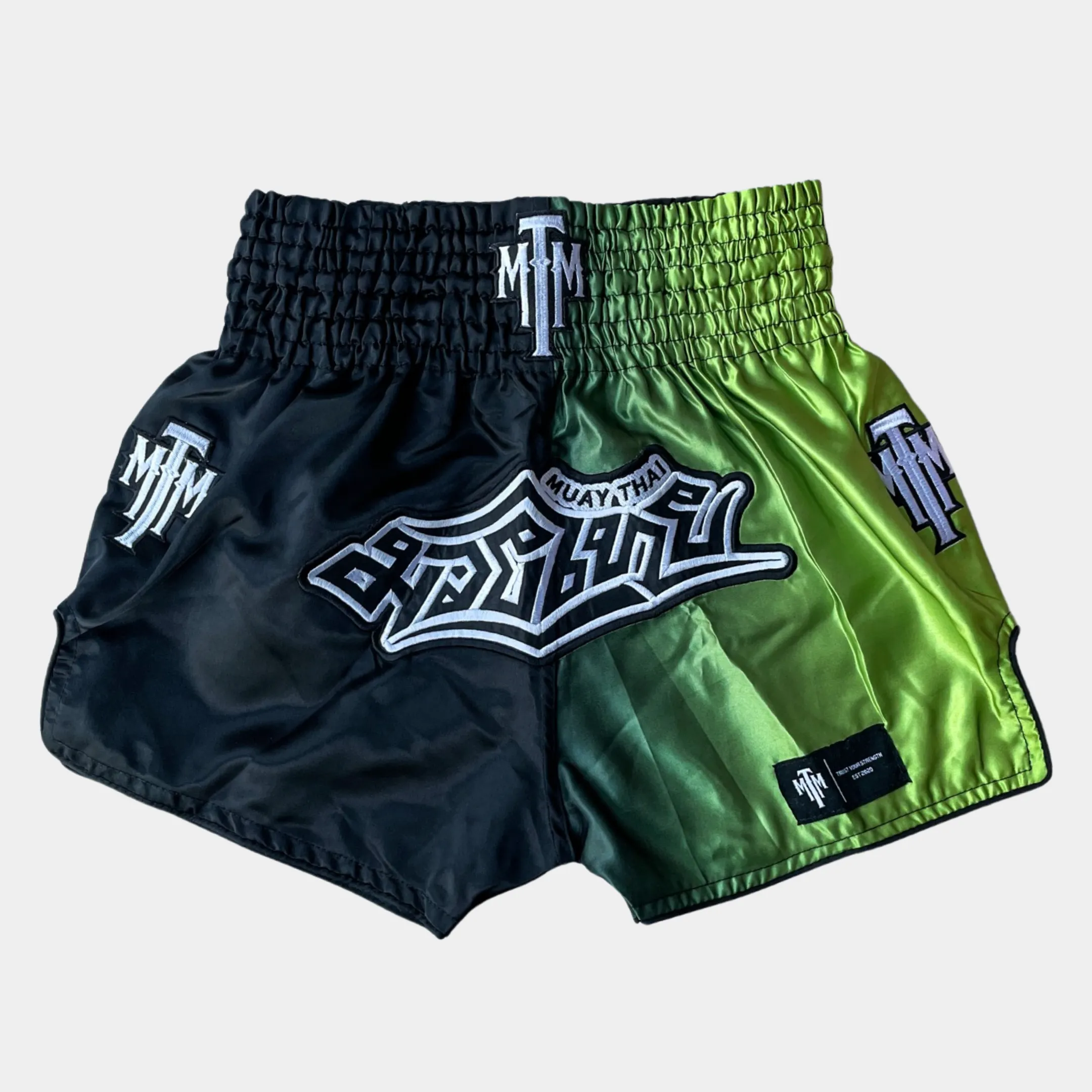 "LIME BLAZE" GRADIENT MUAY THAI SHORTS - LIMEGREEN/BLACK