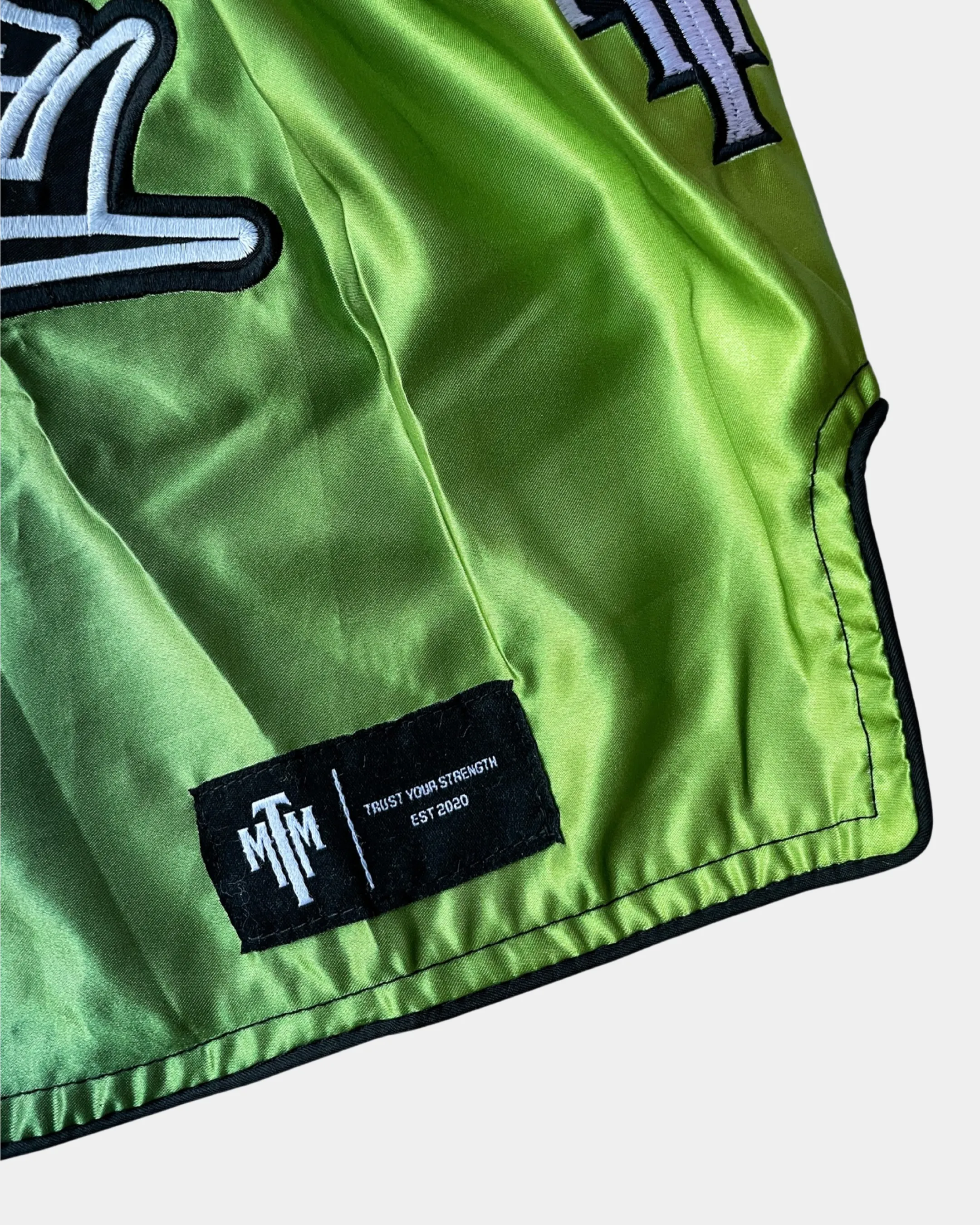 "LIME BLAZE" GRADIENT MUAY THAI SHORTS - LIMEGREEN/BLACK