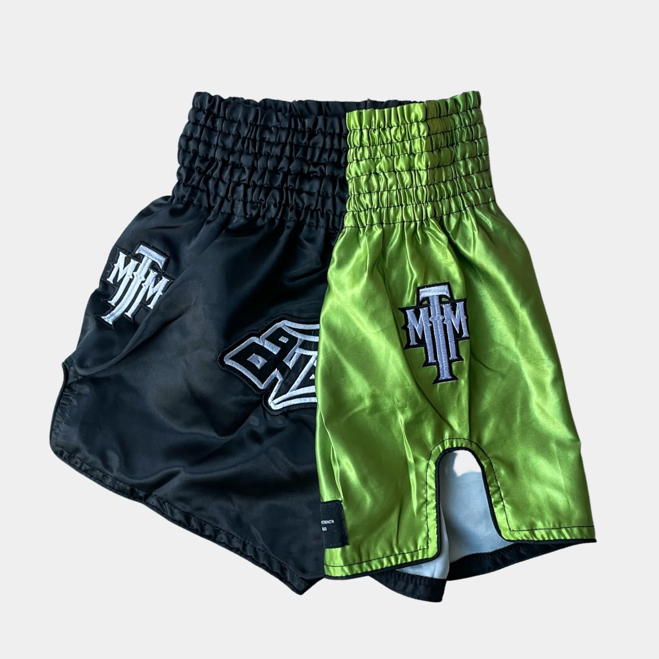 "LIME BLAZE" GRADIENT MUAY THAI SHORTS - LIMEGREEN/BLACK