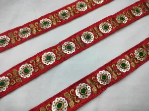 Red Sequence Thread Work Lace