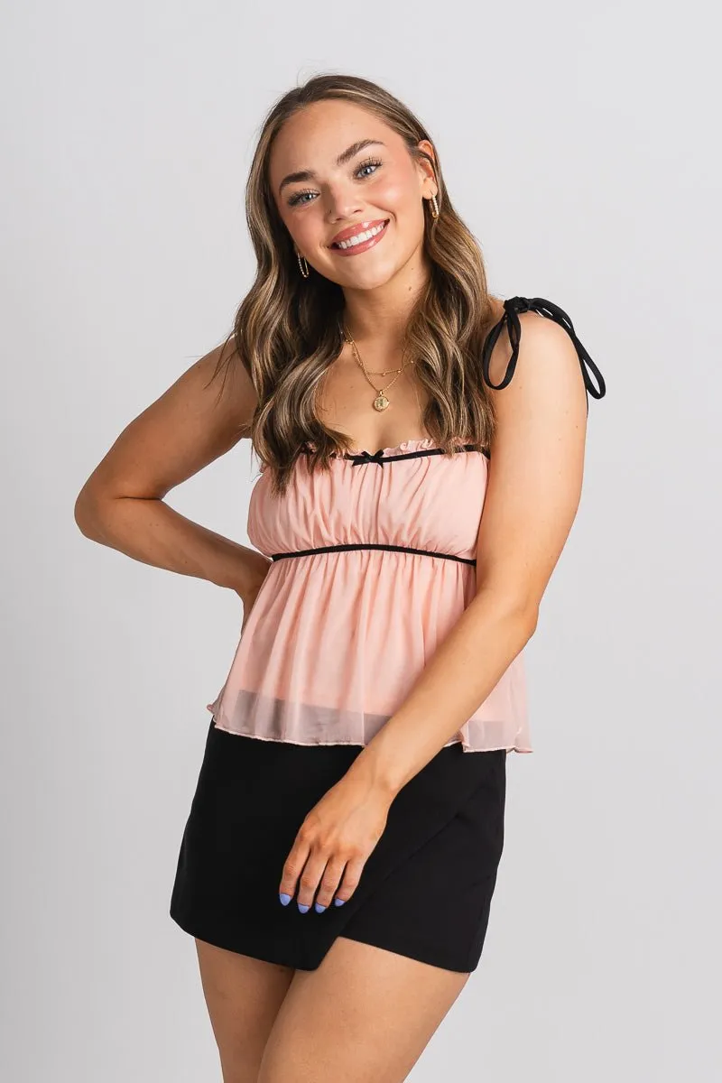 Ruffle frill tank top dusty pink