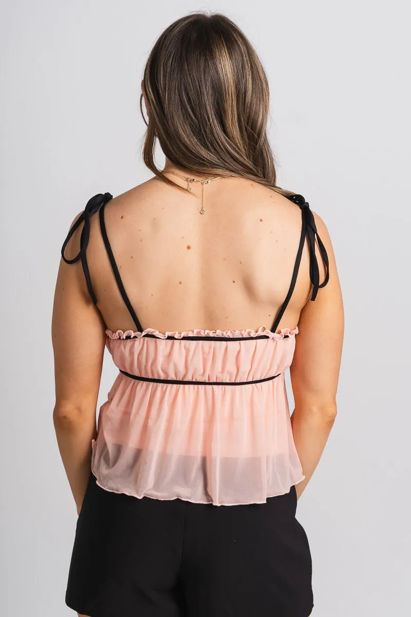 Ruffle frill tank top dusty pink