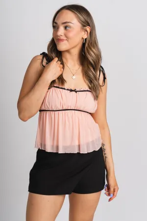 Ruffle frill tank top dusty pink