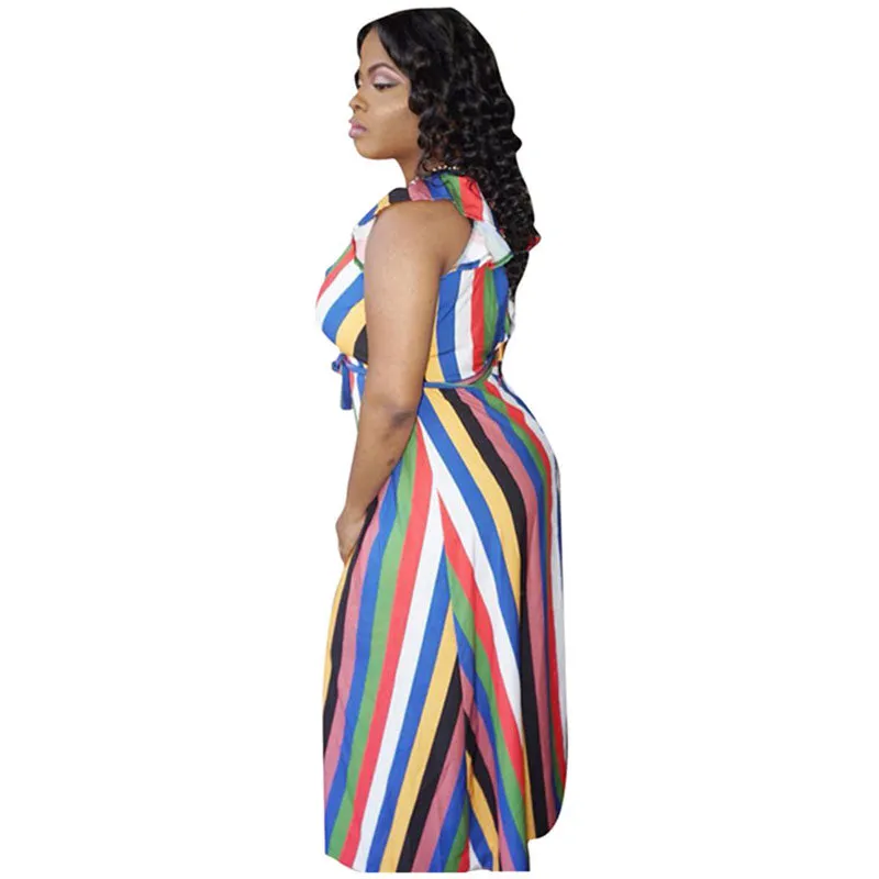 Ruffled Colorful Striped Princess Maxi Dress #Striped #Ruffled #Colorful