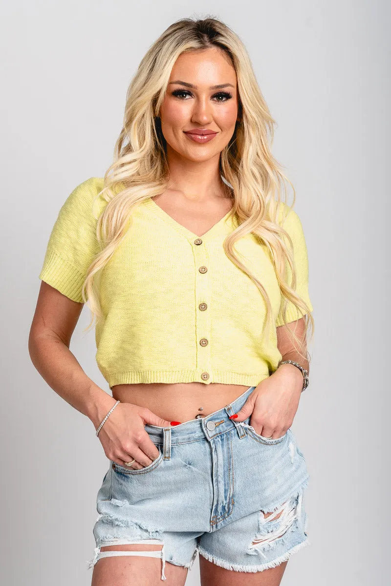 Short sleeve cardigan top lemon