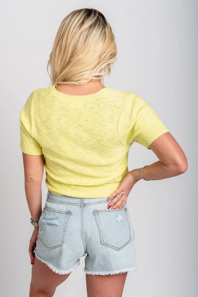 Short sleeve cardigan top lemon