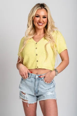 Short sleeve cardigan top lemon