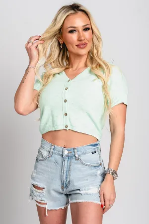 Short sleeve cardigan top light mint