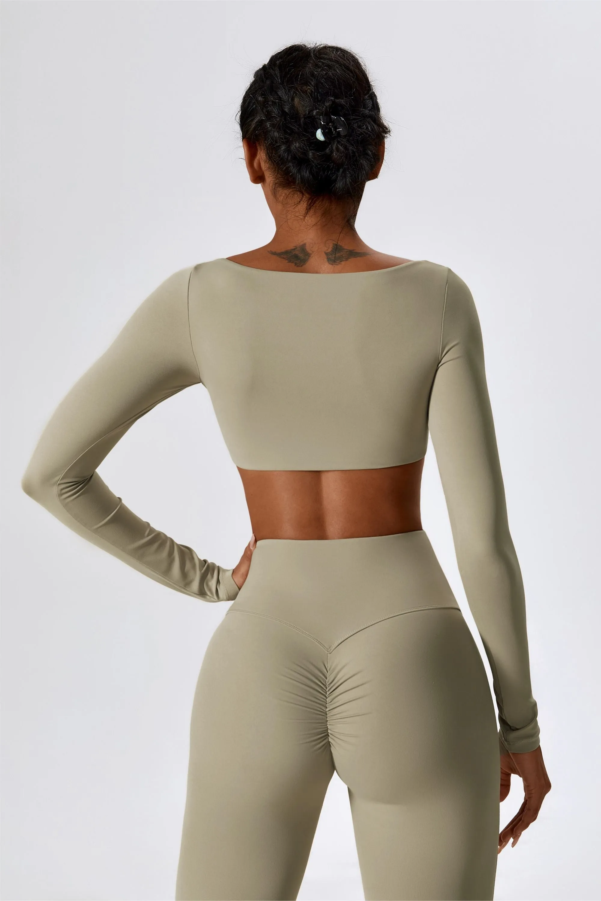 Square-Neck Integrated Bra Crop Top