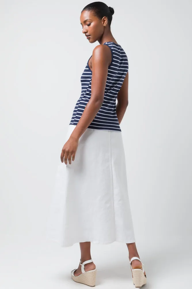 Stripe Rib Cotton Spandex Vest Navy