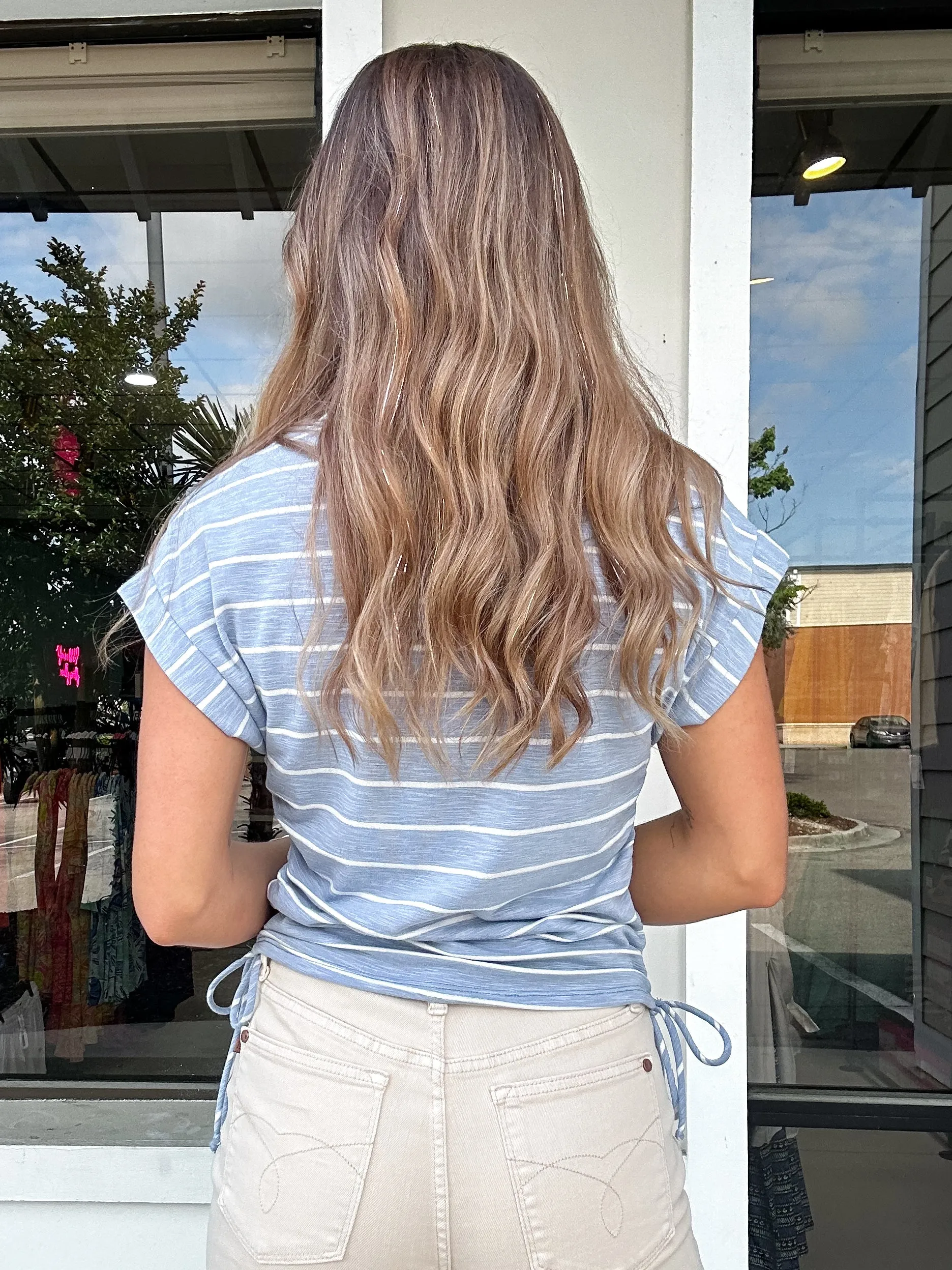 Stripe Top with Ruching