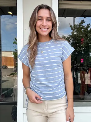 Stripe Top with Ruching