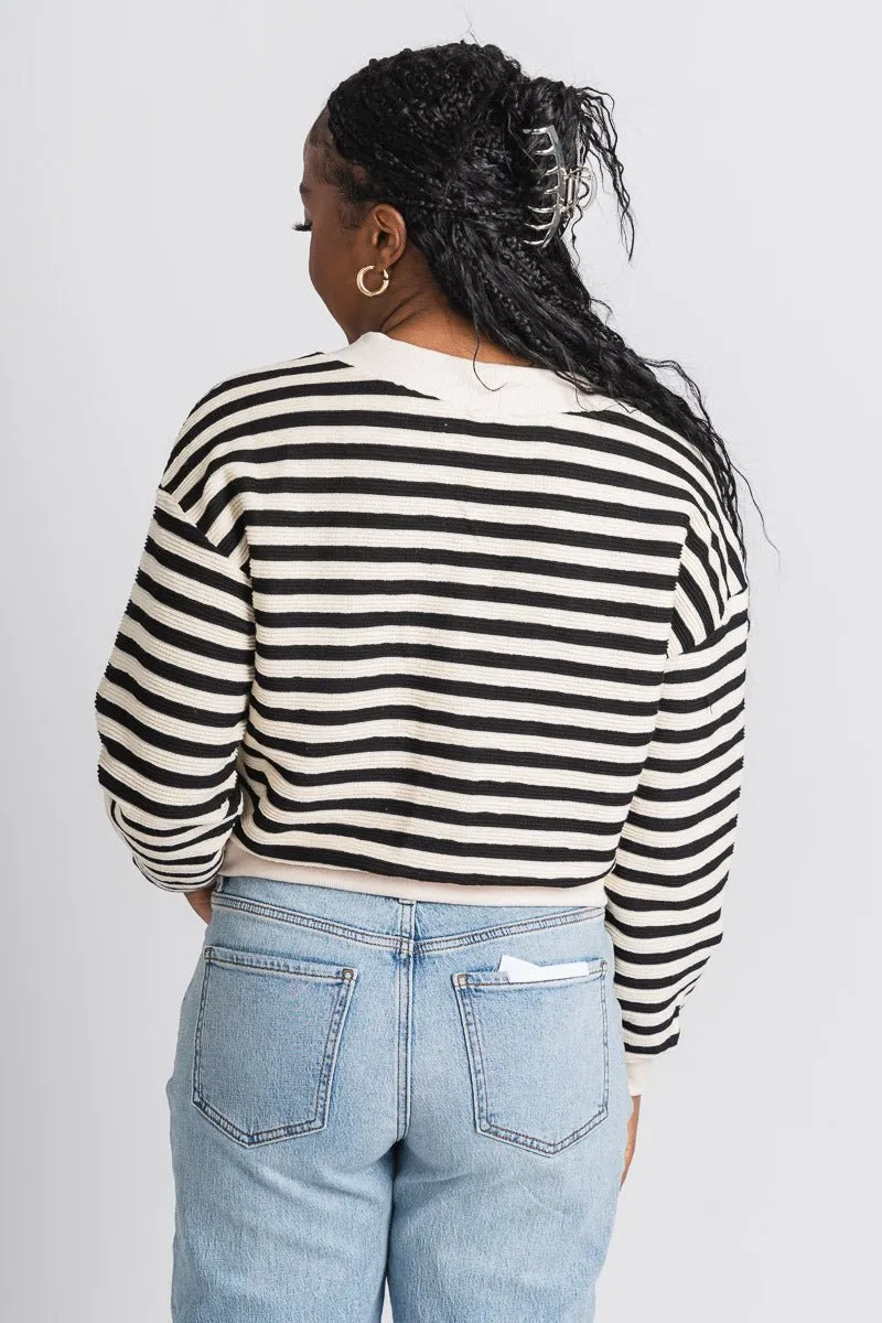 Striped cardigan top black