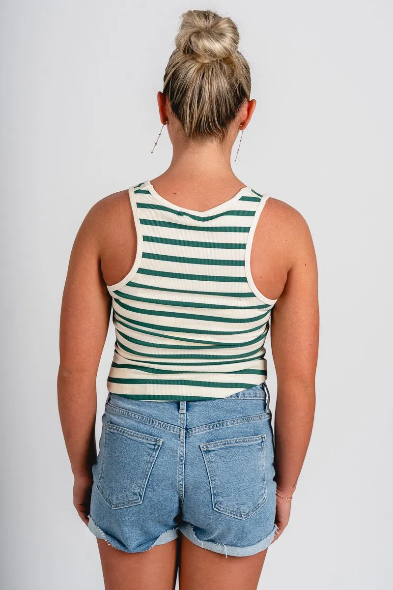 Striped tank top green