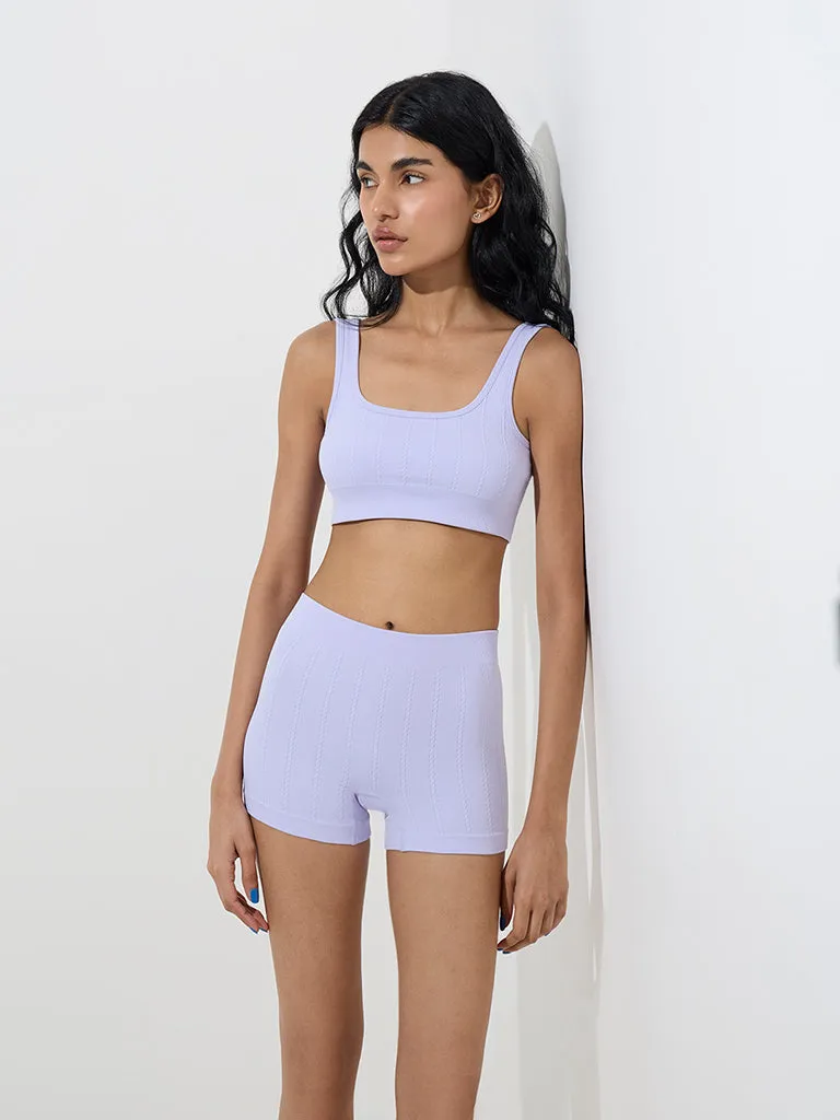 Superstar Lilac Ribbed Seam-Free Boy Shorts Cotton Brief