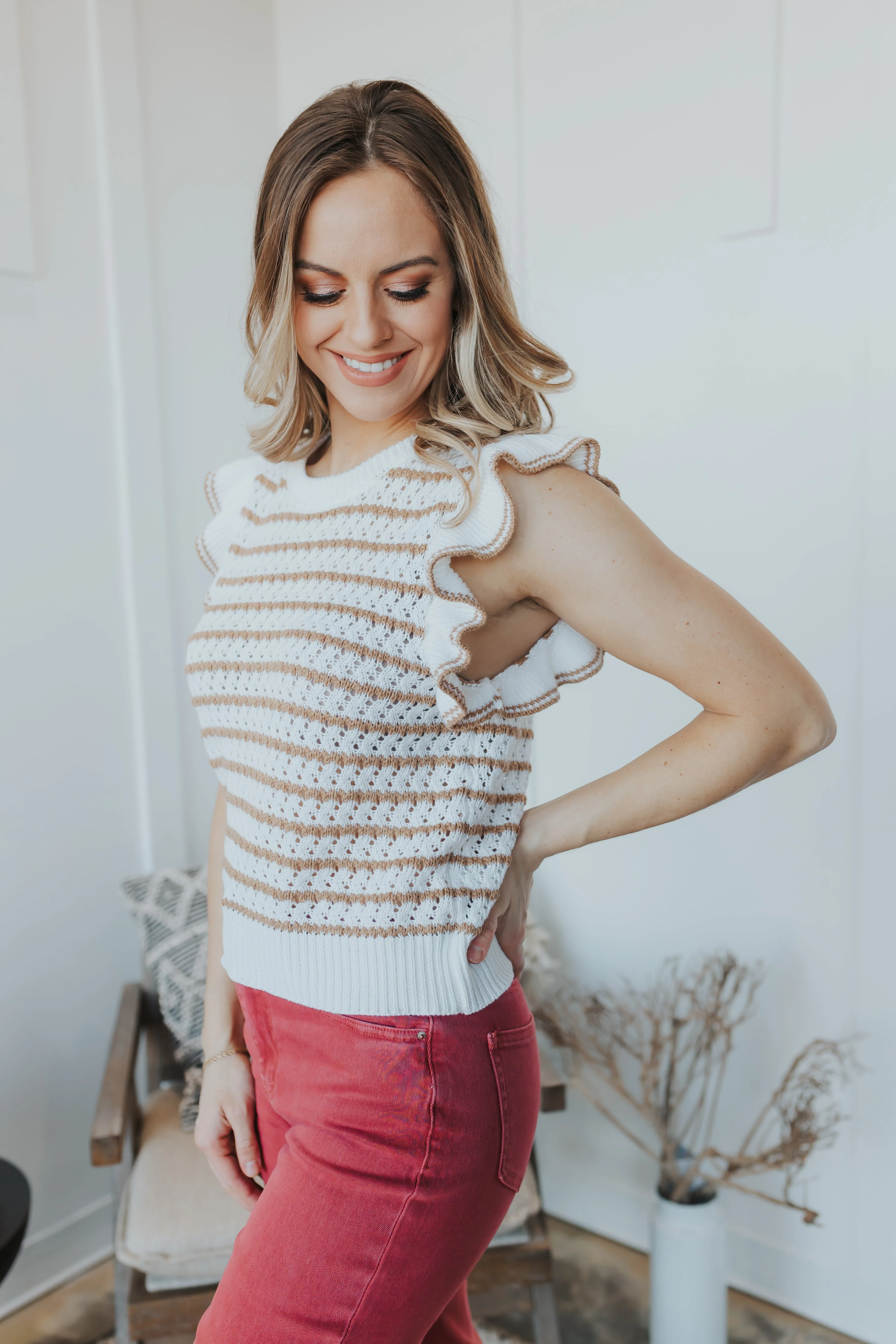 Tabitha Striped Ruffle Sleeve Top