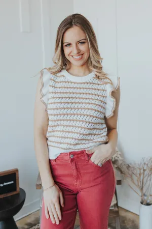 Tabitha Striped Ruffle Sleeve Top