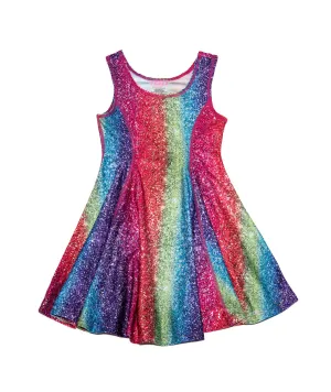 Terez Girls Rainbow Glitter Skater Dress