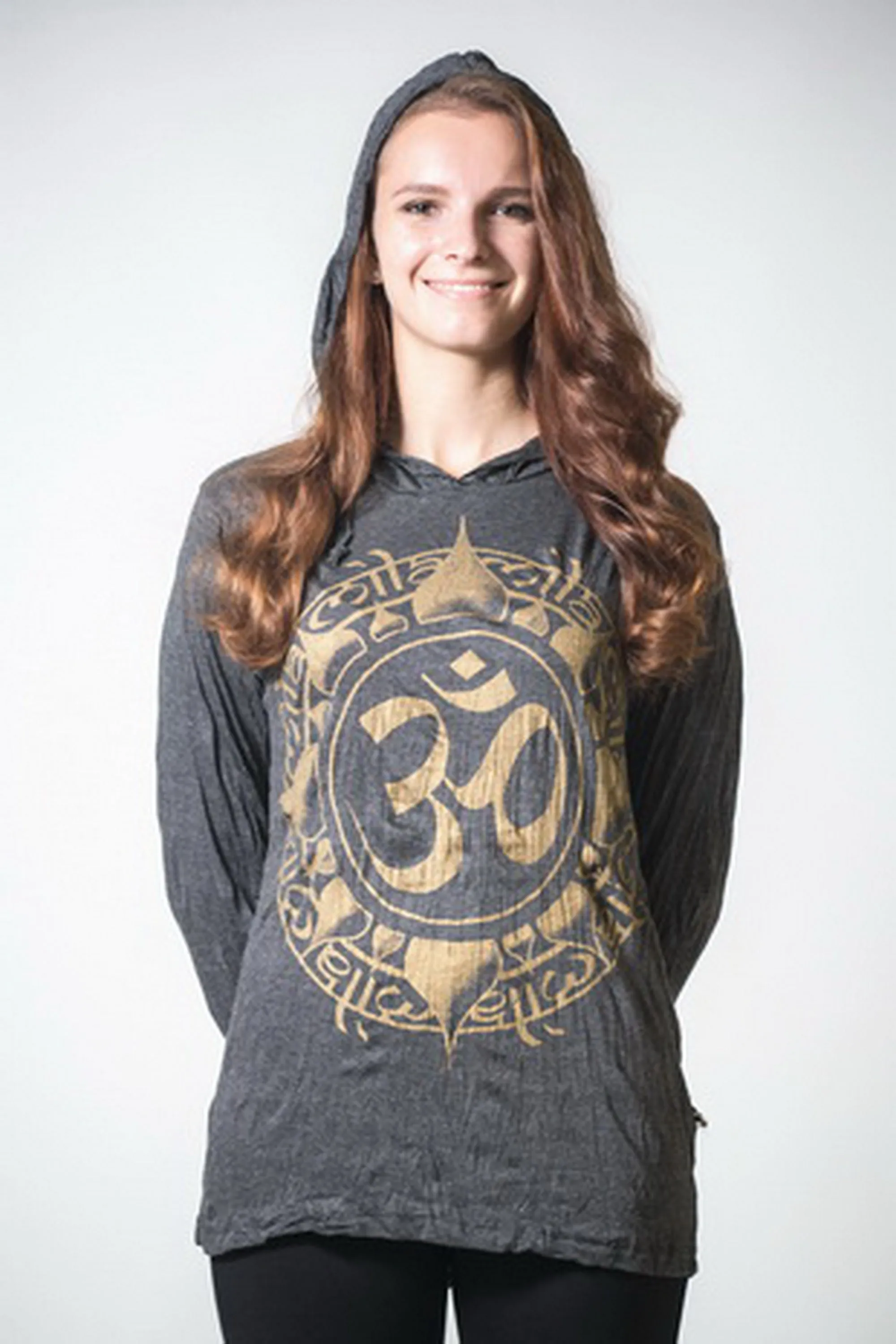 Unisex Infinitee Om Hoodie in Gold on Black