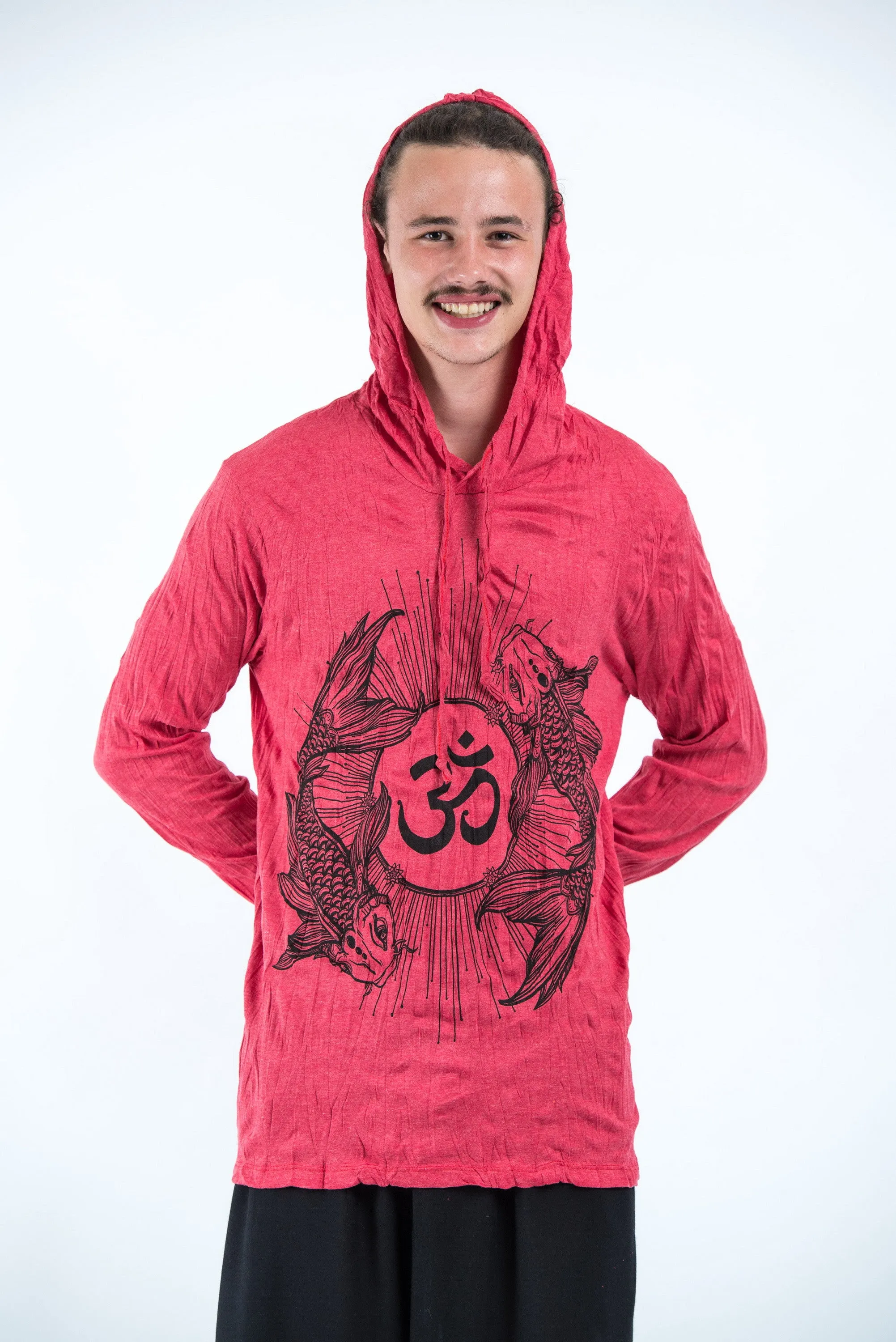Unisex Om and Koi Fish Hoodie in Red