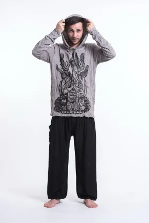 Unisex See No Evil Buddha Hoodie in Gray