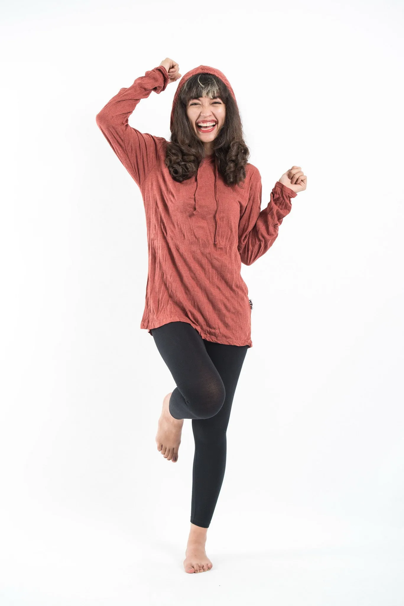 Unisex Solid Color Hoodie in Brick