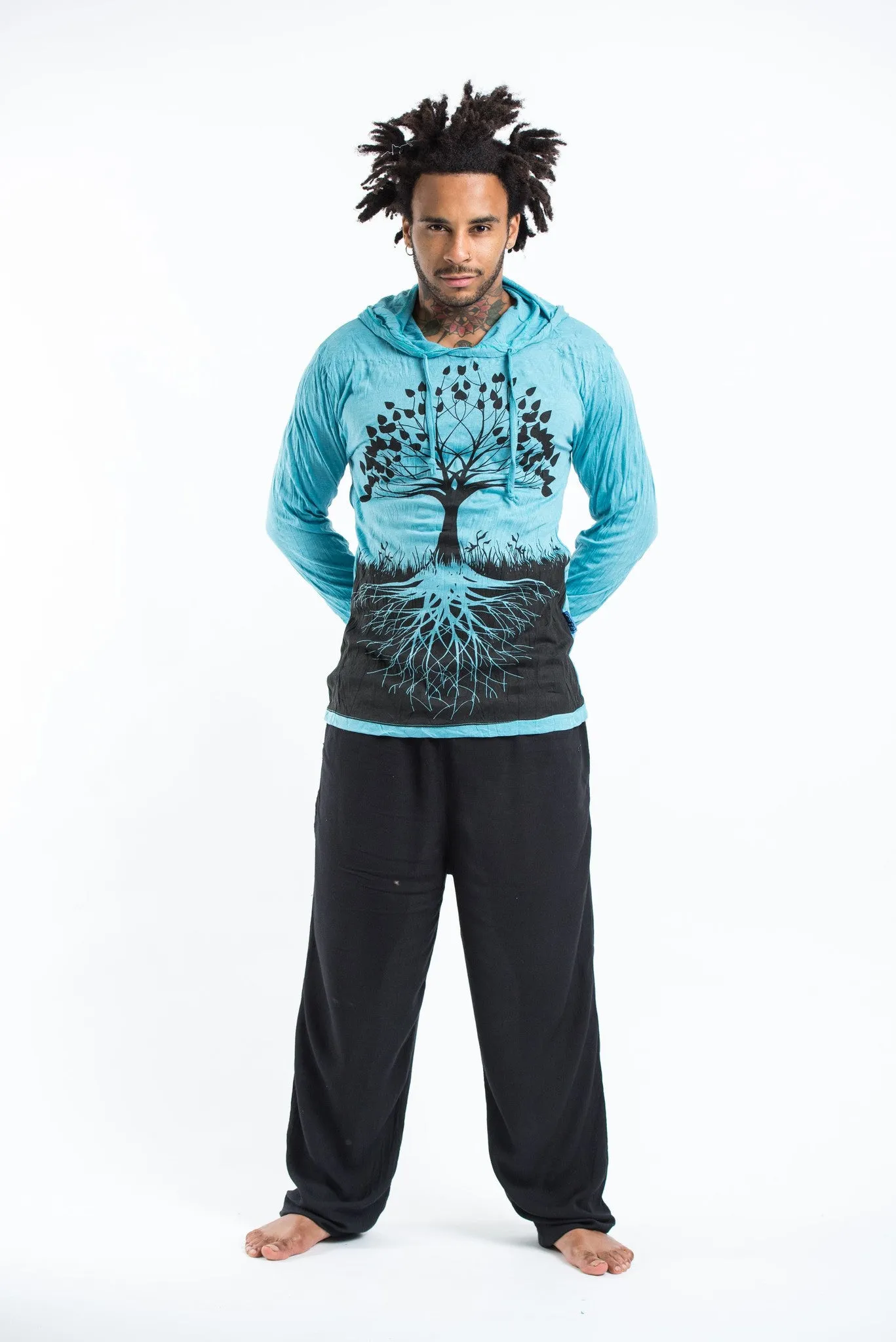 Unisex Tree of Life Hoodie in Turquoise