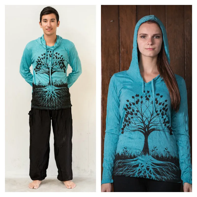 Unisex Tree of Life Hoodie in Turquoise