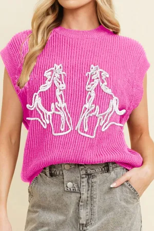 Western Horse Embroidered Sweater